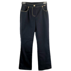 St. John Sport bootcut jeans Vintage Y2K size 0 gold logo & stitching dark navy